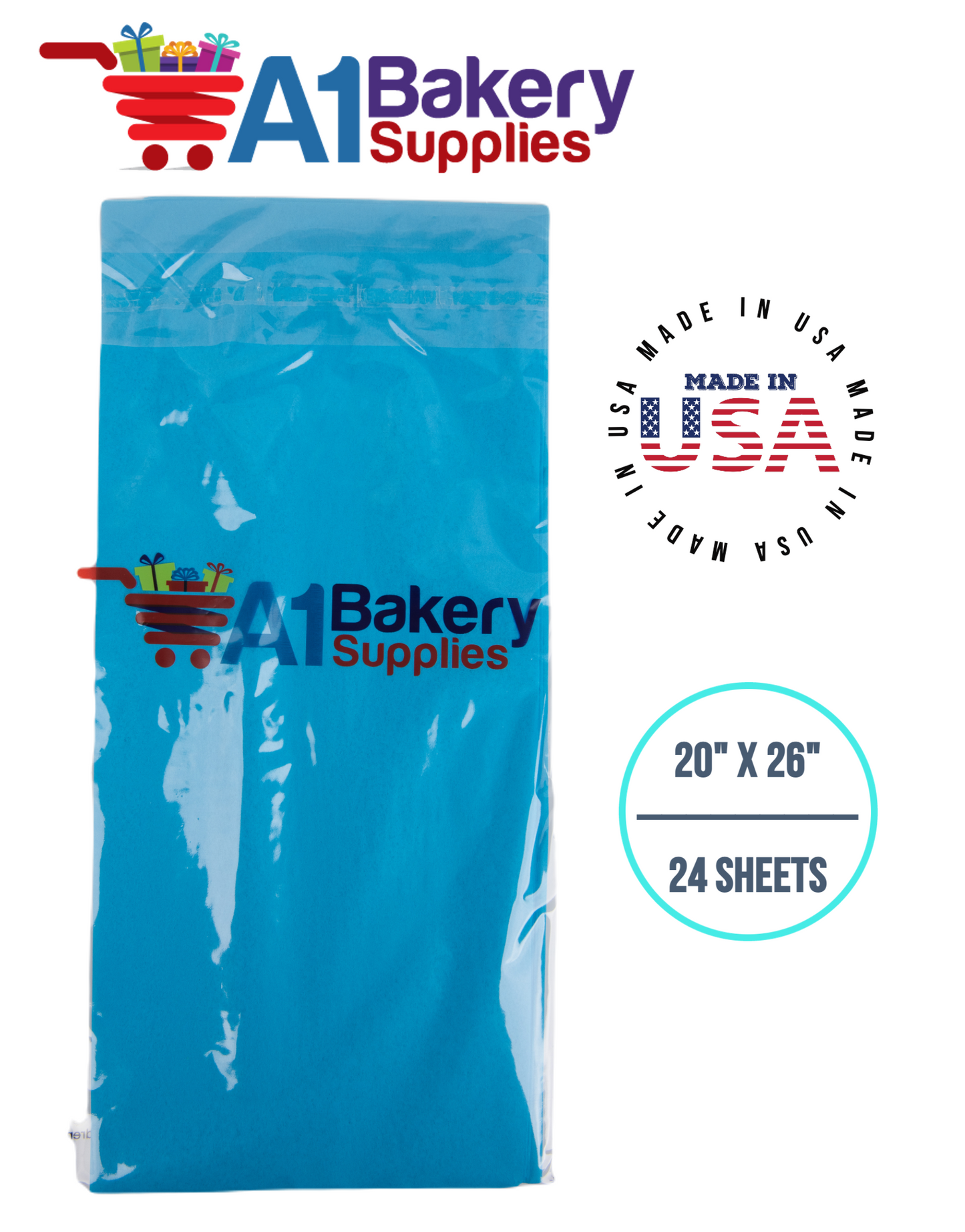 Brilliant Blue Color Tissue Paper 20 Inch x 26 Inch - 24 Sheets