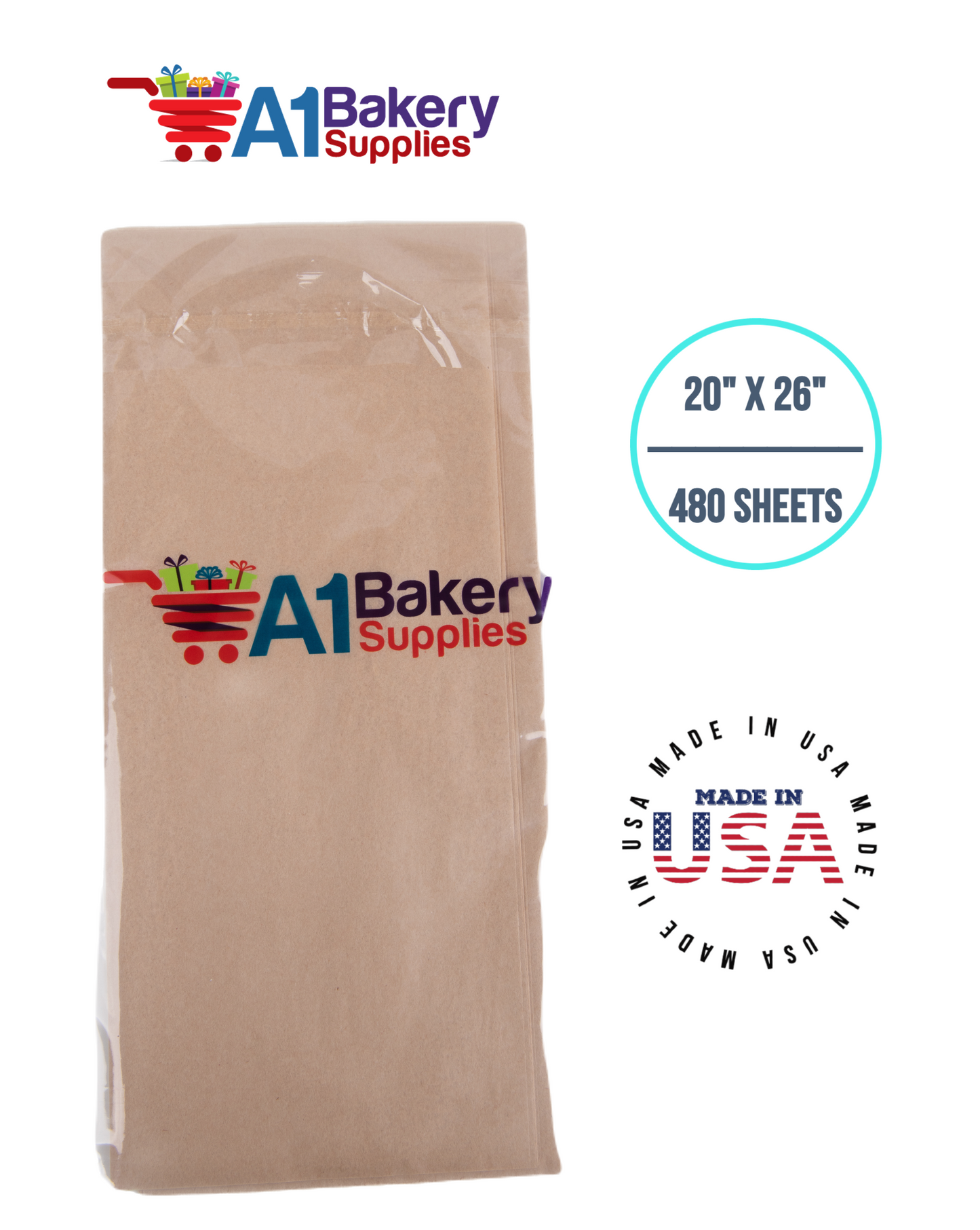 Desert Tan  Tissue Paper Squares, Bulk 480 Sheets, Premium Gift Wrap and Art Supplies for Birthdays, Holidays, or Presents by A1BakerySupplies, Large 20 Inch x 26 Inch