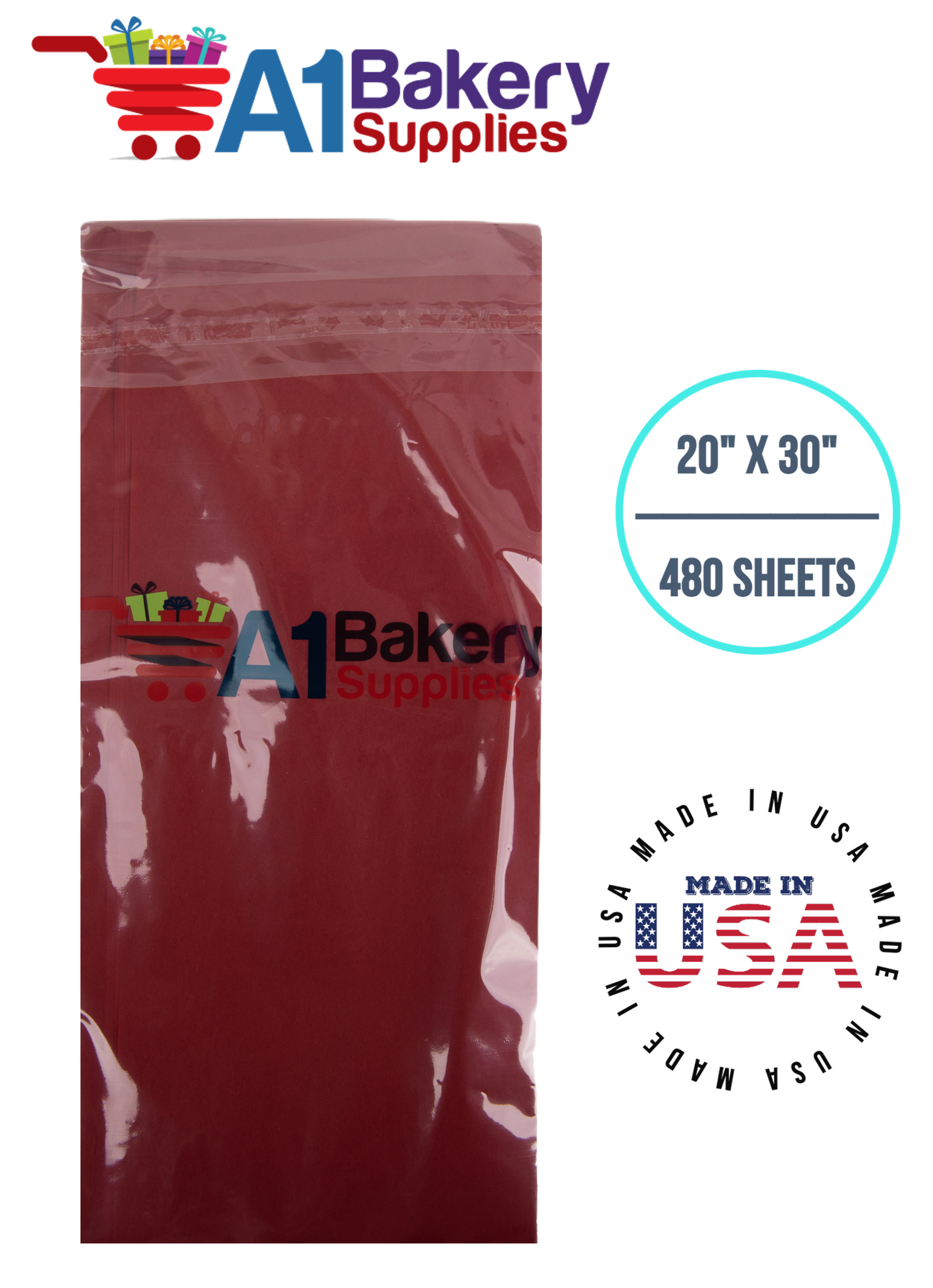 Scarlet Red Tissue Paper Squares, Bulk 480 Sheets, Premium Gift Wrap and Art Supplies for Birthdays, Holidays, or Presents by A1BakerySupplies, Large 20 Inch x 30 Inch