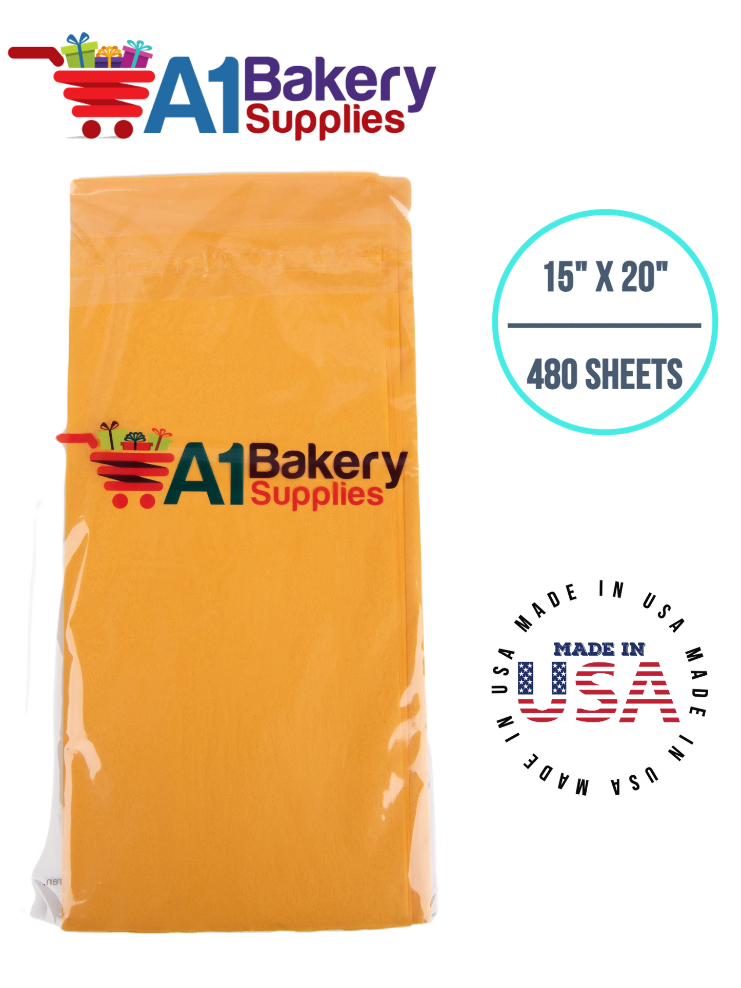 Goldenrod Tissue Paper Squares, Bulk 480 Sheets, Premium Gift Wrap and Art Supplies for Birthdays, Holidays, or Presents by A1BakerySupplies, Large 15 Inch x 20 Inch