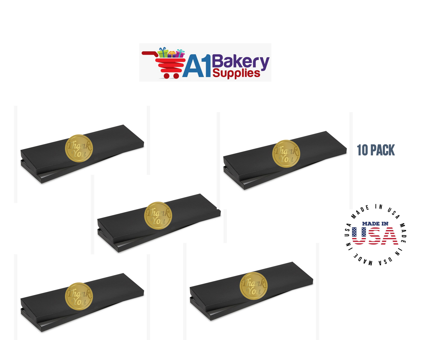 Black Men's Tie Gift Boxes Socks Gift Boxes 10 pack with Gold Thank you sticker