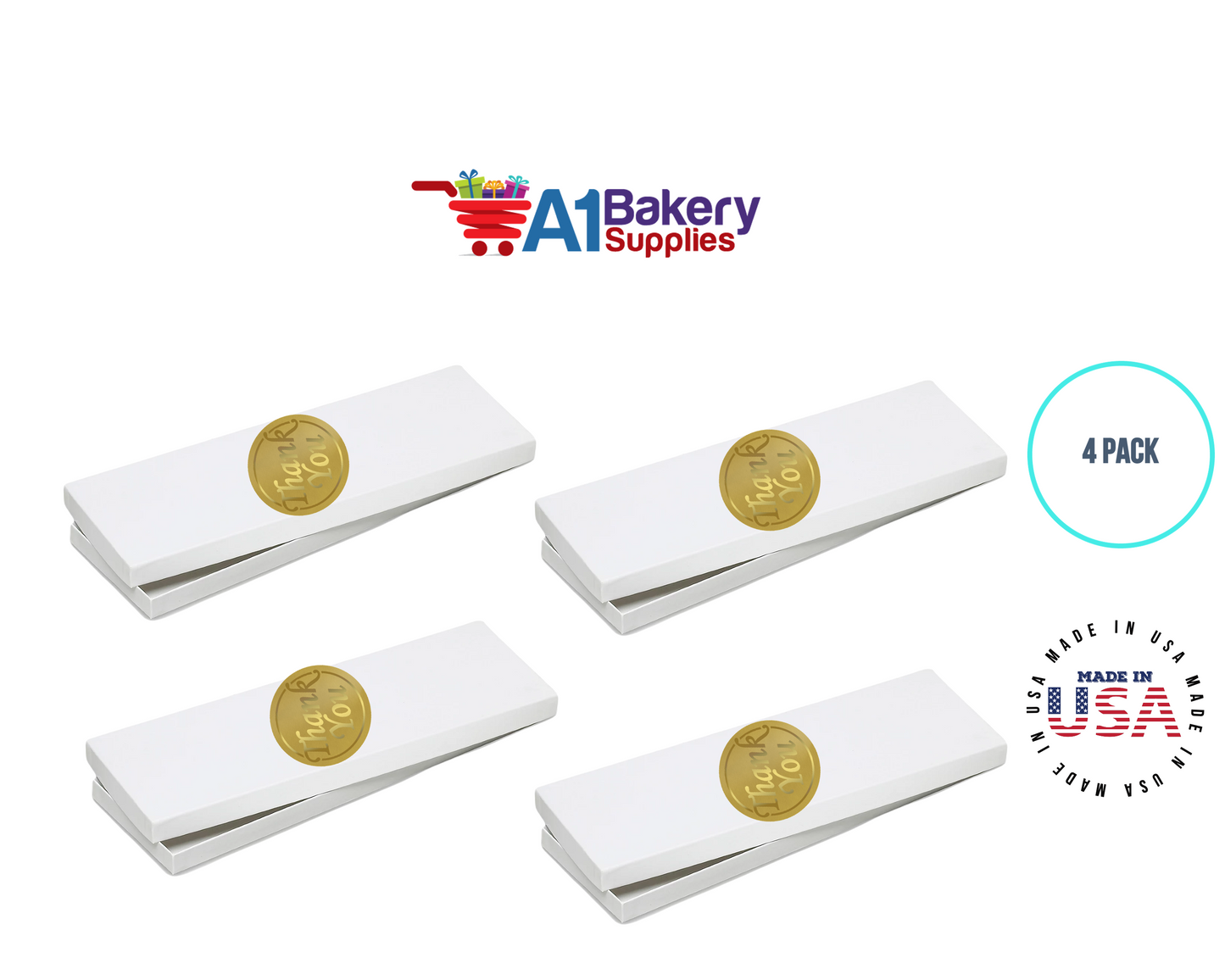 White Men's Tie Gift Boxes Socks Gift Boxes 4 pack with Thank You sticker