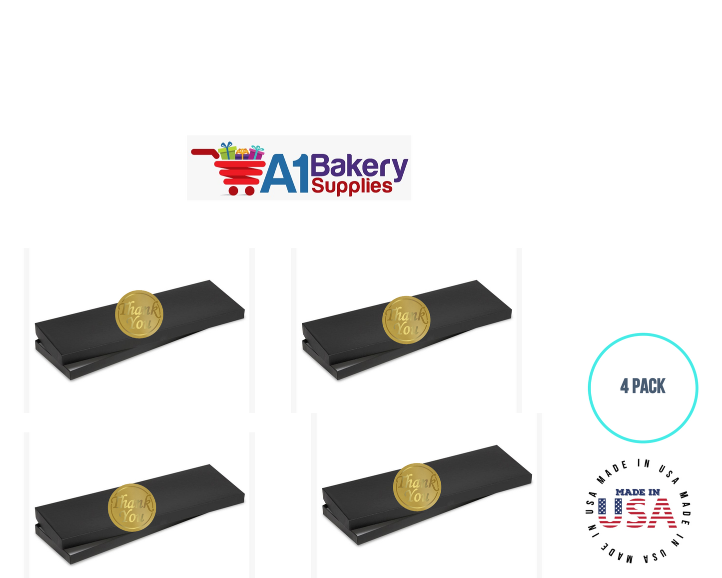 Black Men's Tie Gift Boxes Socks Gift Boxes 4 pack with Gold Thank You sticker