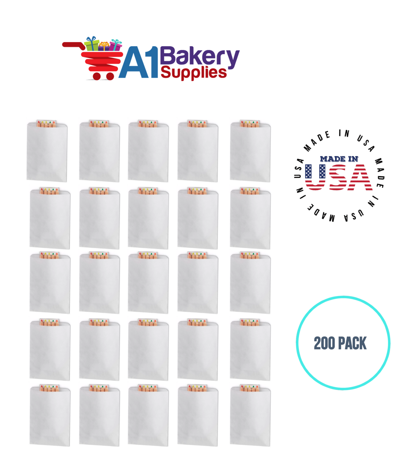 White Flat Merchandise Bags, Medium, 200 Pack - 10"x13"