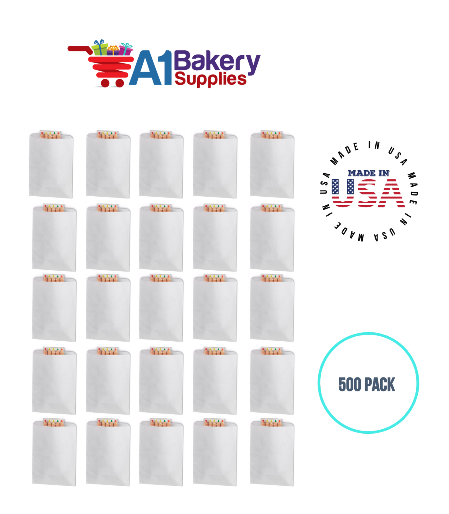 White Flat Merchandise Bags, Medium, 500 Pack - 5"x7-1/2"