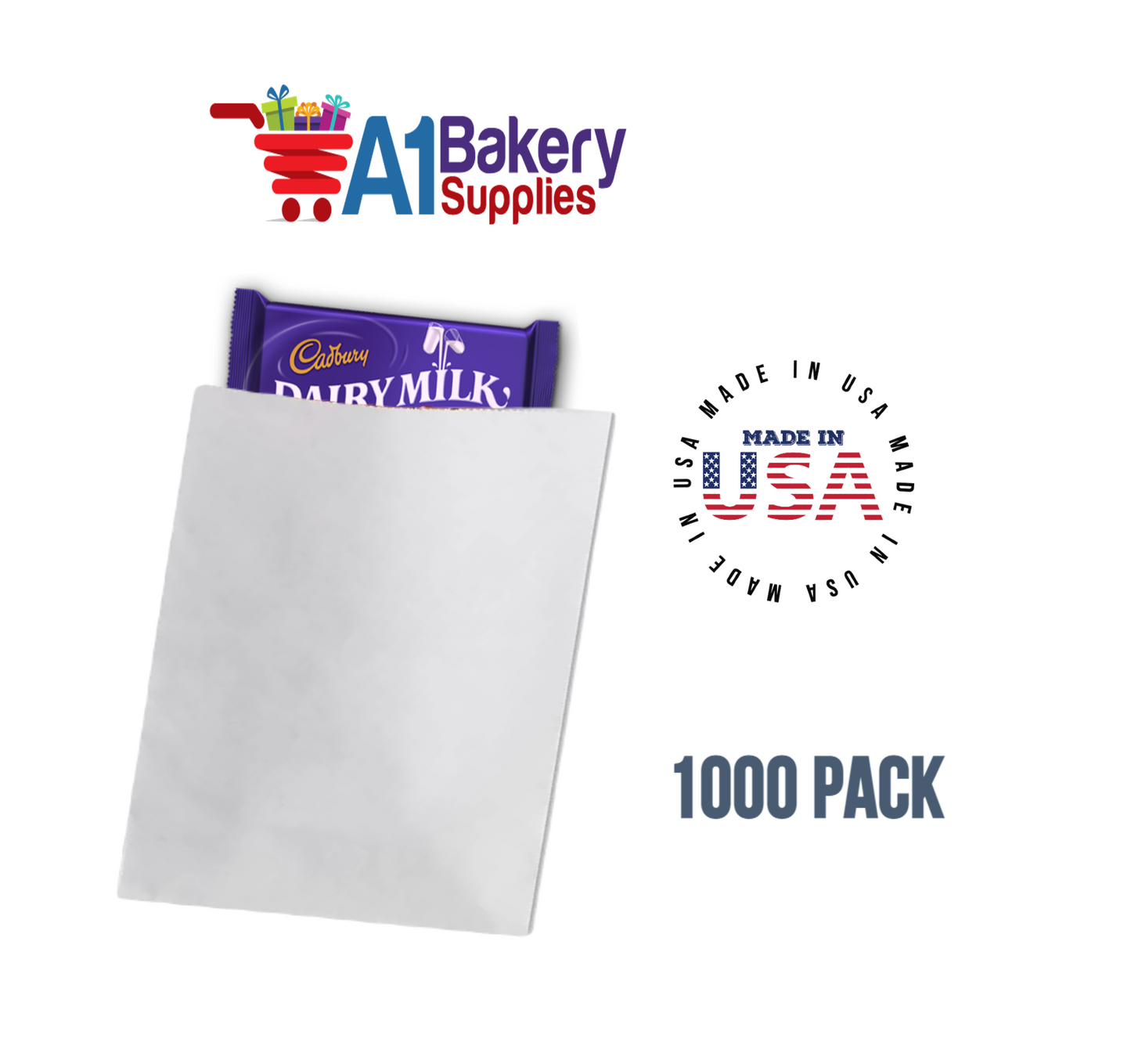 White Flat Merchandise Bags, Medium, 1000 Pack - 10"x13"