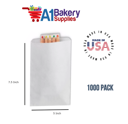 White Flat Merchandise Bags, Medium, 1000 Pack - 5"x7-1/2"