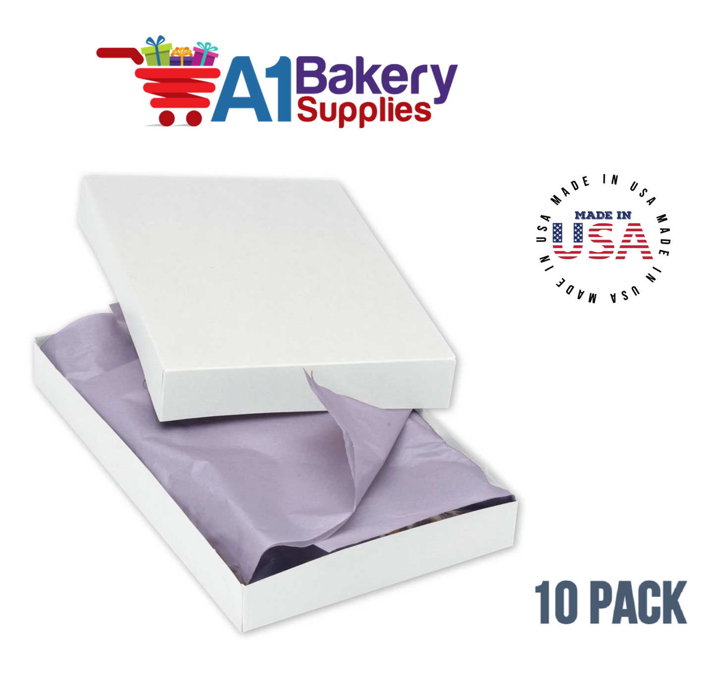 White Apparel Box for Men Shirts Gift Wrap Packaging Boxes, 15 x 9 1/2 x 2" - 10 Pack, Small